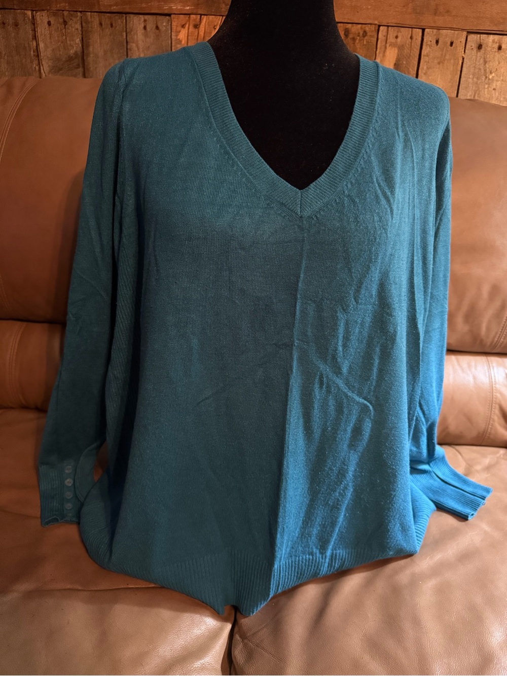 Lane Bryant Teal V-Neck Sweater